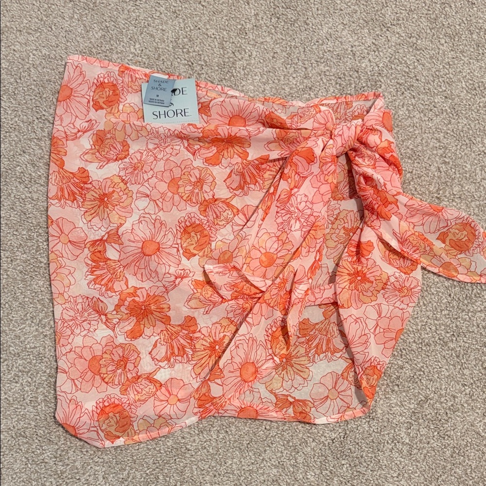 Shade & Shore Floral Swim Sarong - Pink and Orange